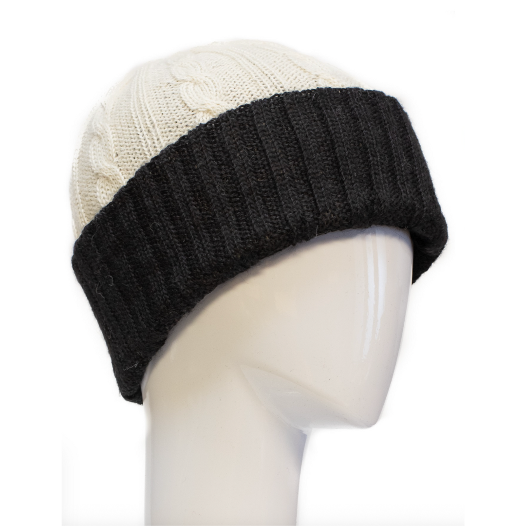 Reversible Cable Knit Alpaca Hat