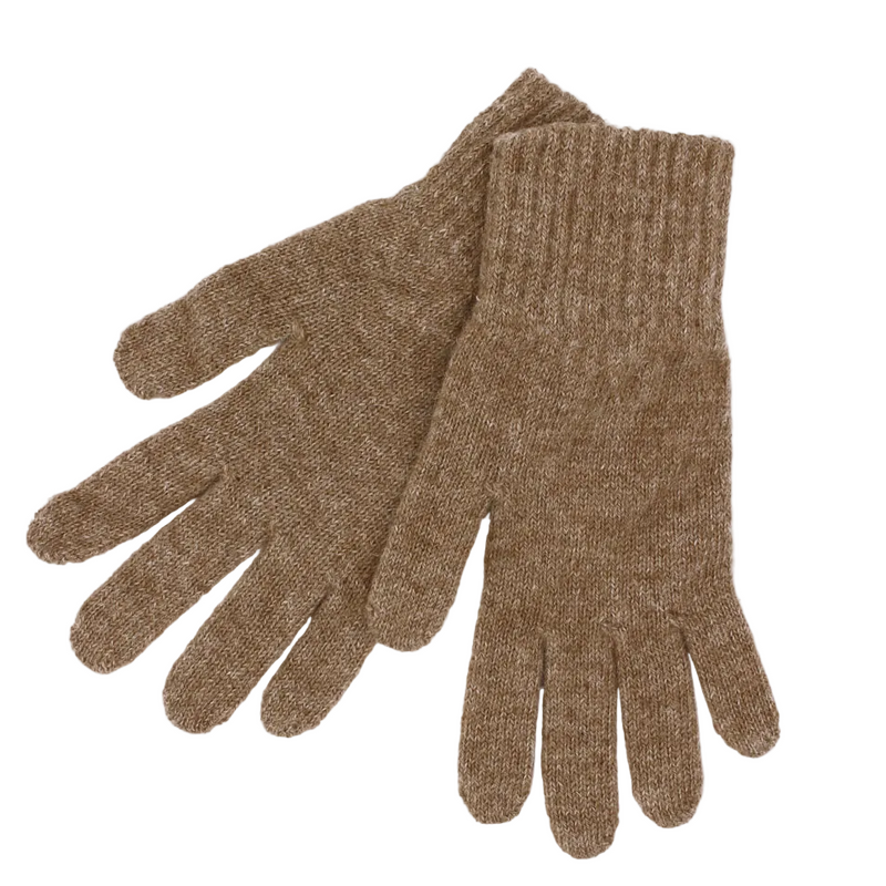Pair of brown gloves on a white background