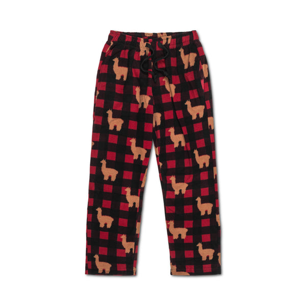 Fleece Lodge Plaid Lounge Pant - Alpaca Graphic Print