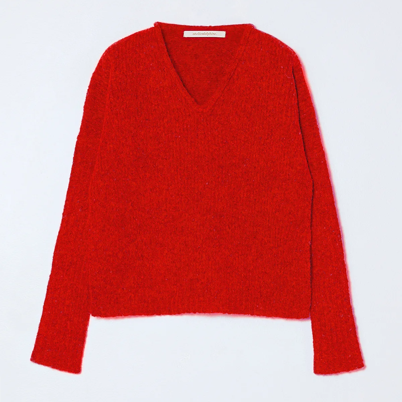Atelier Delphine Boxy V-Neck Supreme Alpaca Sweater