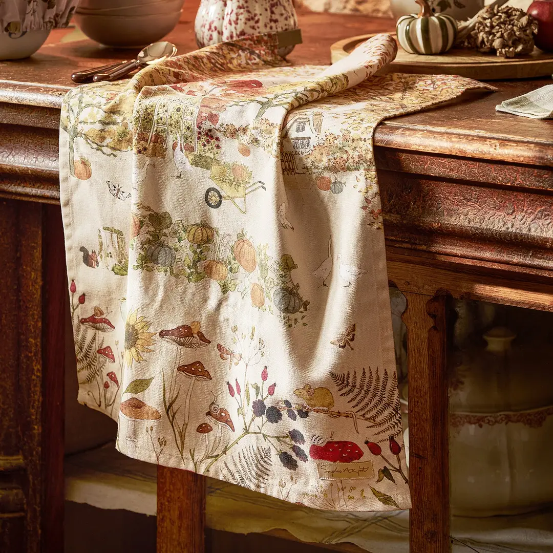 Sophie Allport Autumn Forage Scene Tea Towel