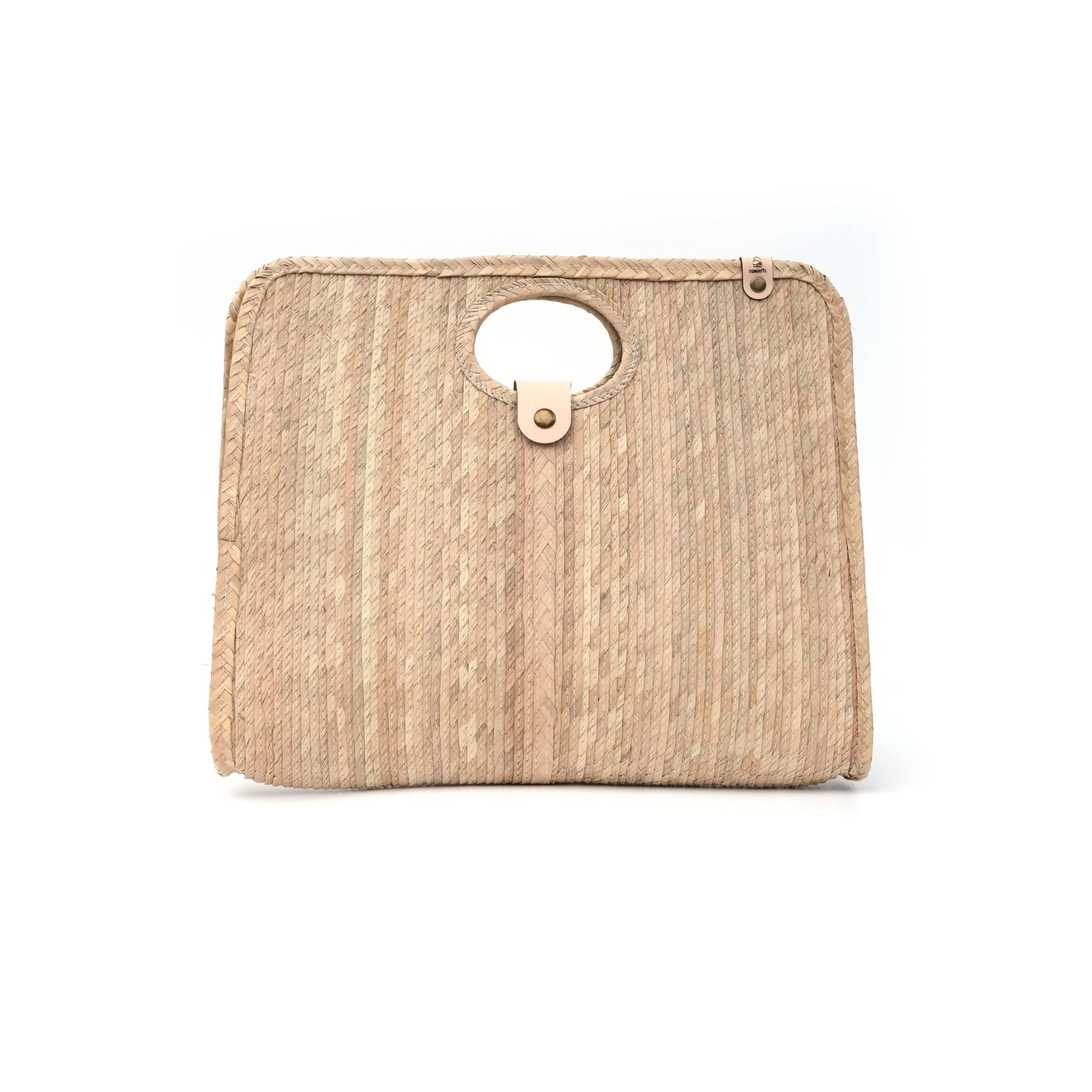Woven clutch bag on a white background
