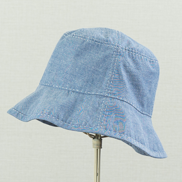 Cotton Dungaree Sashiko Stitched Bucket Hat