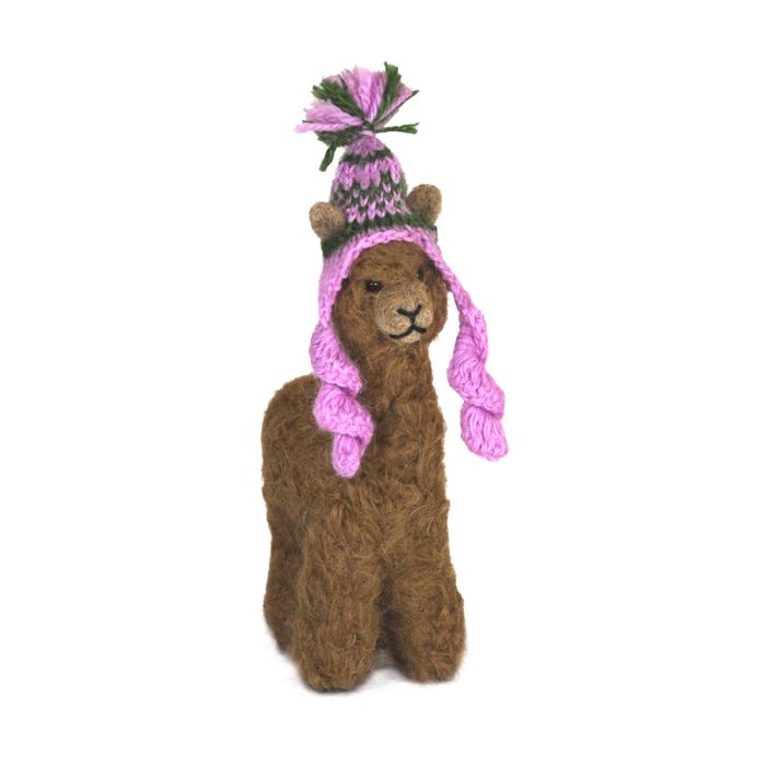 Felted Alpaca Cria with Hat