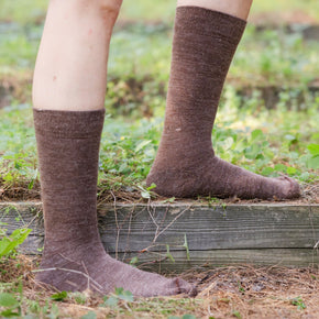 Solid Colored Crew Alpaca Hiking Socks