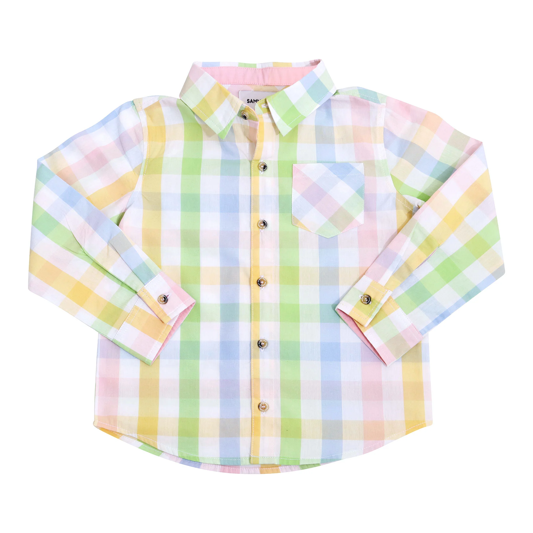 Sammy + Nat Kid's Perry Poplin Gingham Buttondown Cotton Shirt