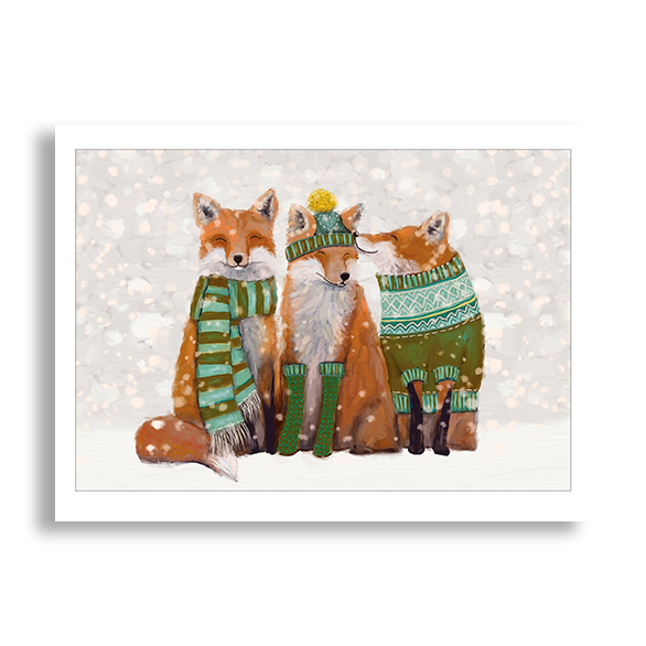 'Holiday Fox Trio' Card