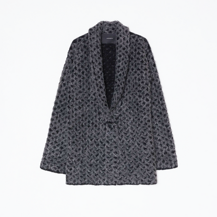 Gray patterned coat on a white background