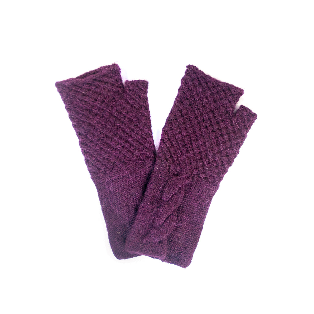 Cable Fingerless Alpaca Gloves