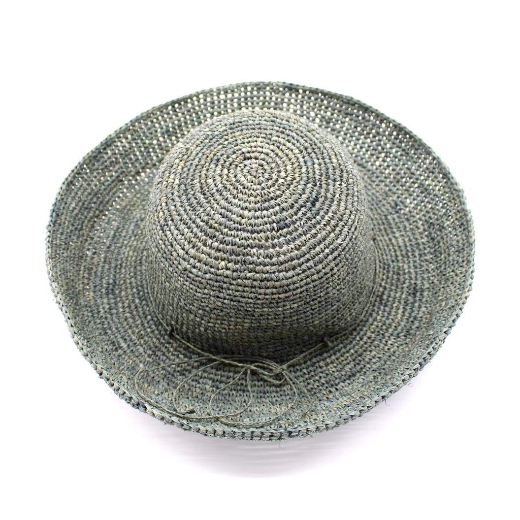 Grey straw hat on a white background