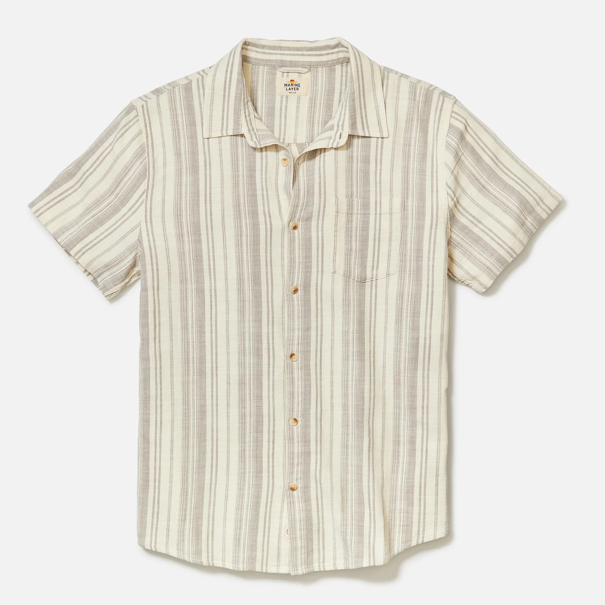Striped collared shirt on a white background