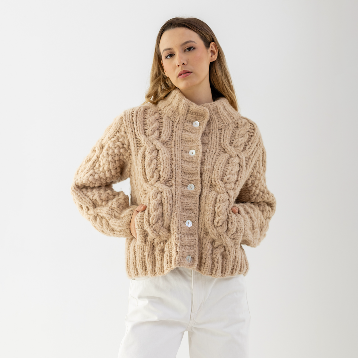 Michele & Hoven Laja Alpaca Cardigan | Hand Knit | Fluff Alpaca