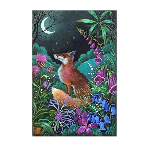 'Moon Gazing Fox' Card