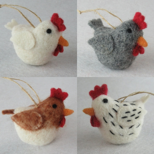 Chicken Needle Felt Ornament