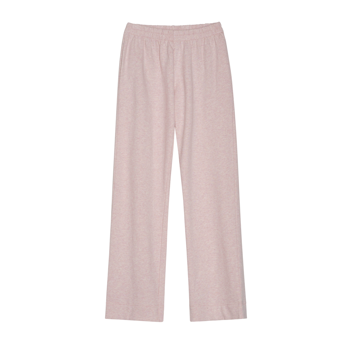 Light pink heathered lounge pants with an elastic waistband, shown flat against a solid white background.