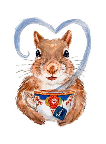 'Squirrels Love Tea' Card