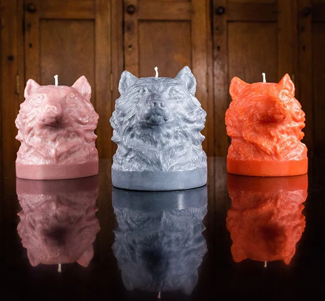 Hand Poured Wolf Bust Candle
