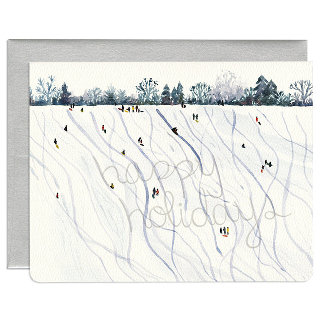 'Happy Holidays' Toboggan Card