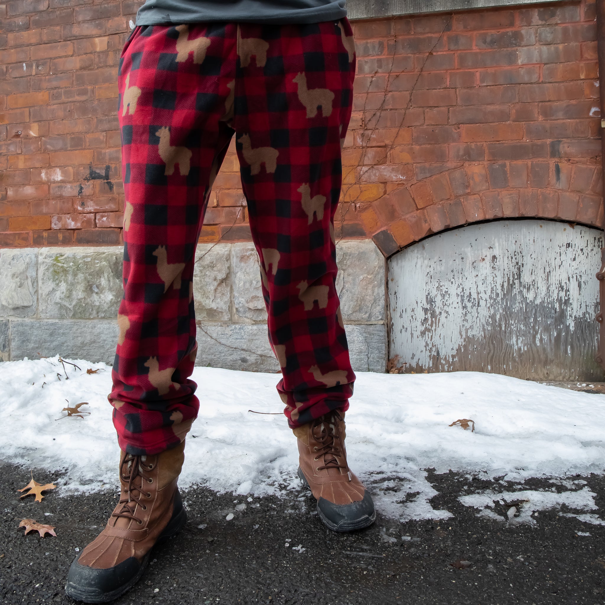 Lodge Plaid Alpaca Print Fleece Lounge Pant