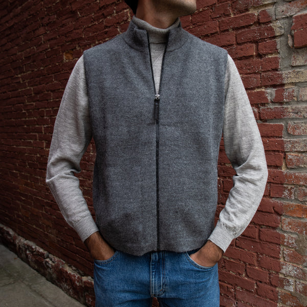 トップス SPORTS VEST NATURAL COLOR ALPACA FLEECE Men's Bucksport Zip Alpaca Vest - Warm Alpaca Fiber | Fluff