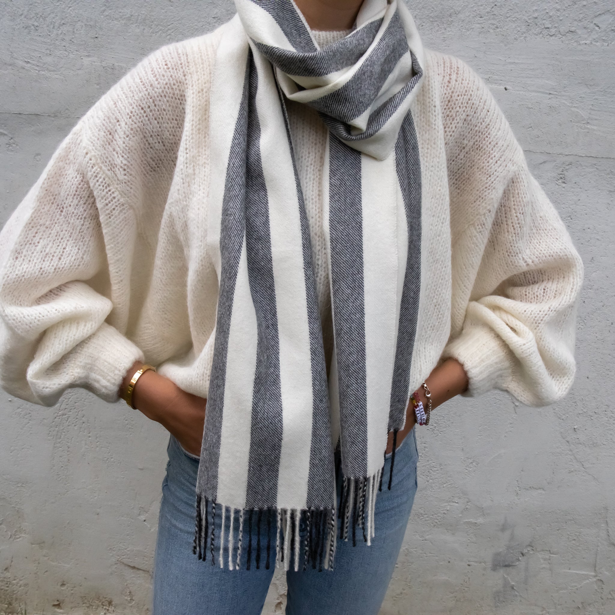 Striped Baby Alpaca Scarf