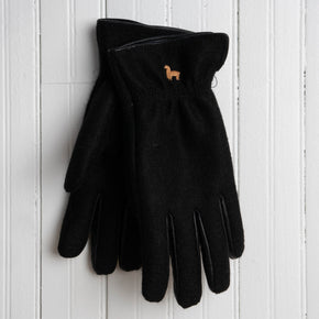 Felted Black Alpaca Gloves on a white background