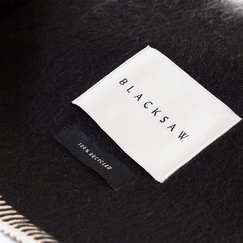 Siempre Recycled Alpaca Blanket - Black/Ivory Stripe, Queen Size