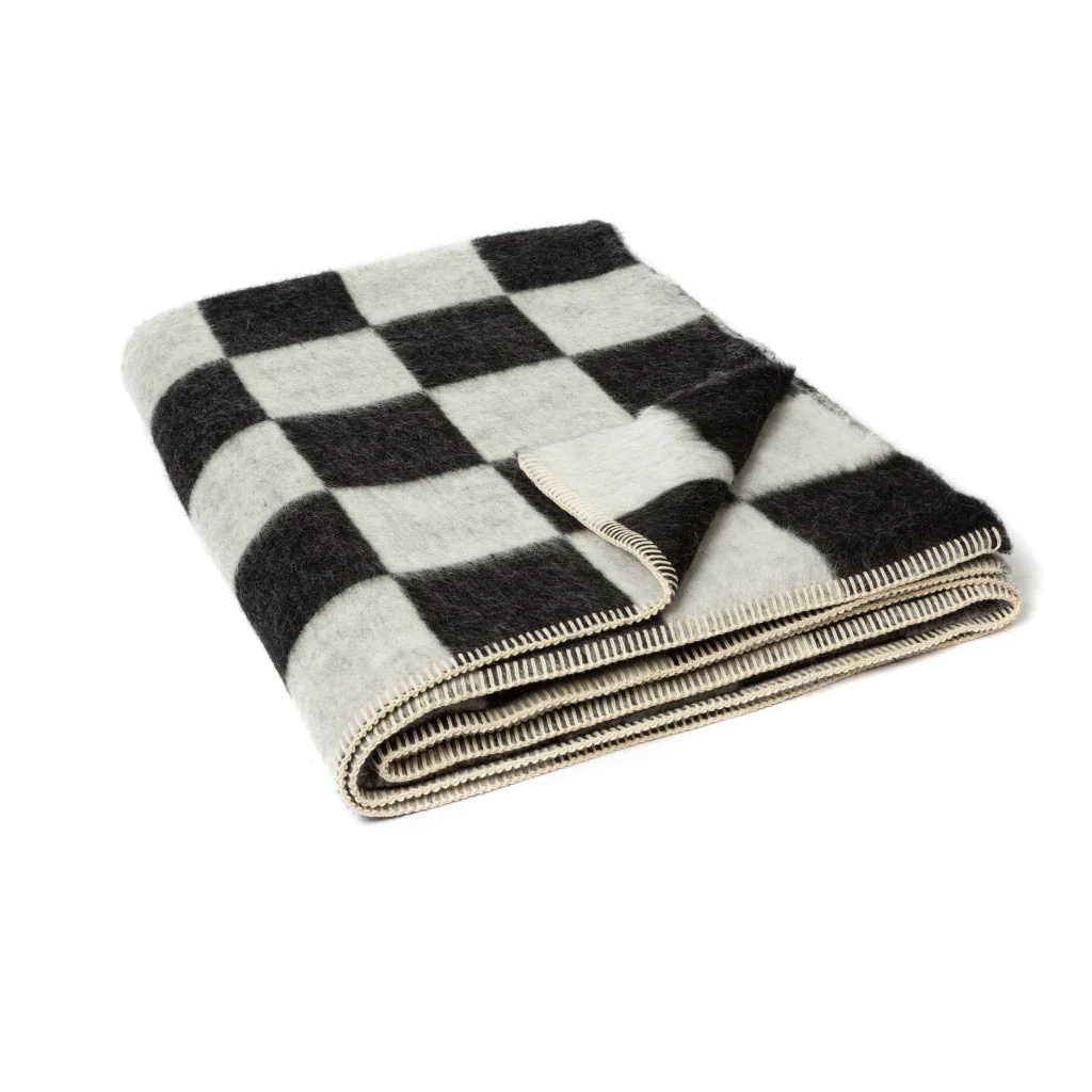 Blacksaw Crosby Heirloom Blanket – Black/Ivory Check