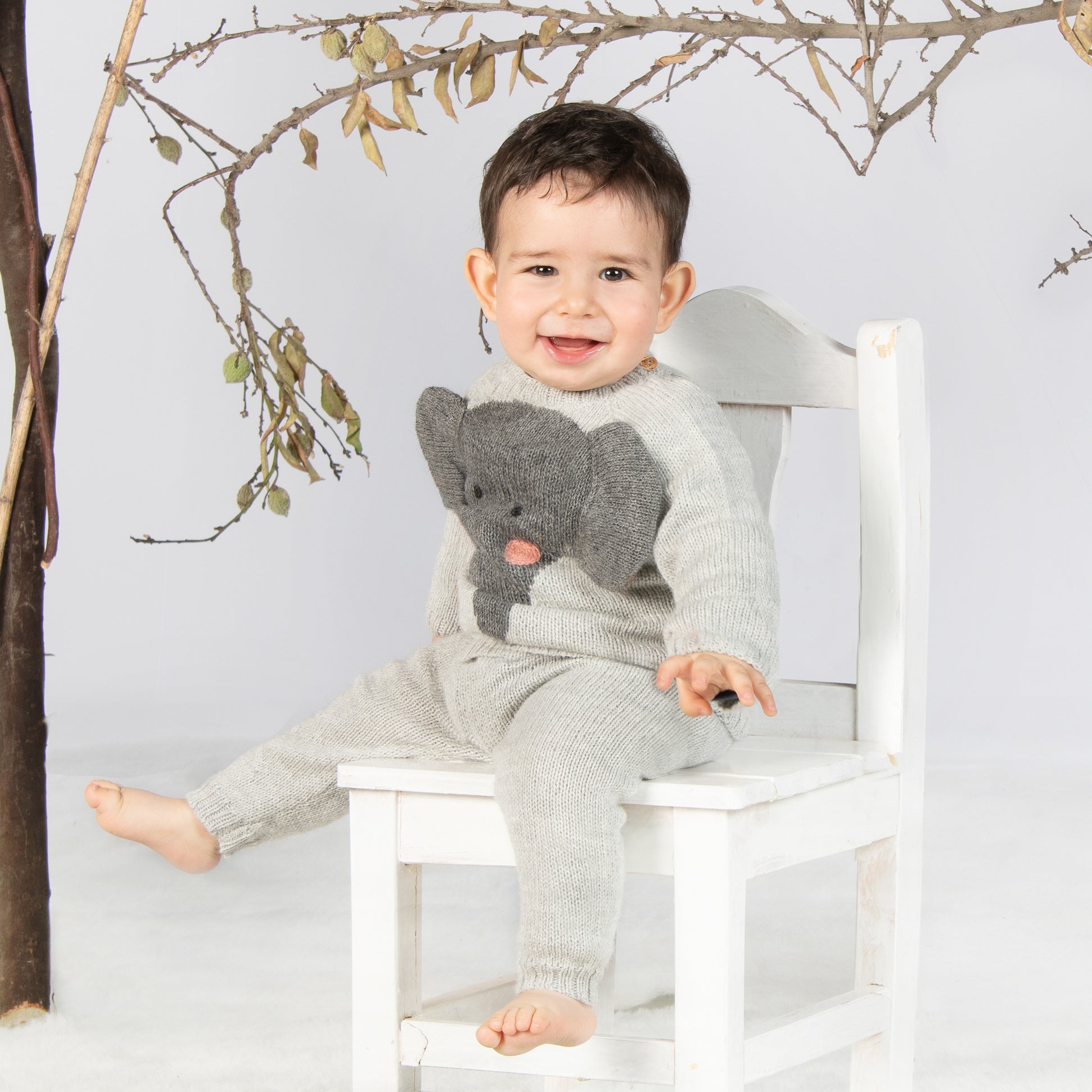 Nanay Floppy Ears Grey Elephant Alpaca Sweater