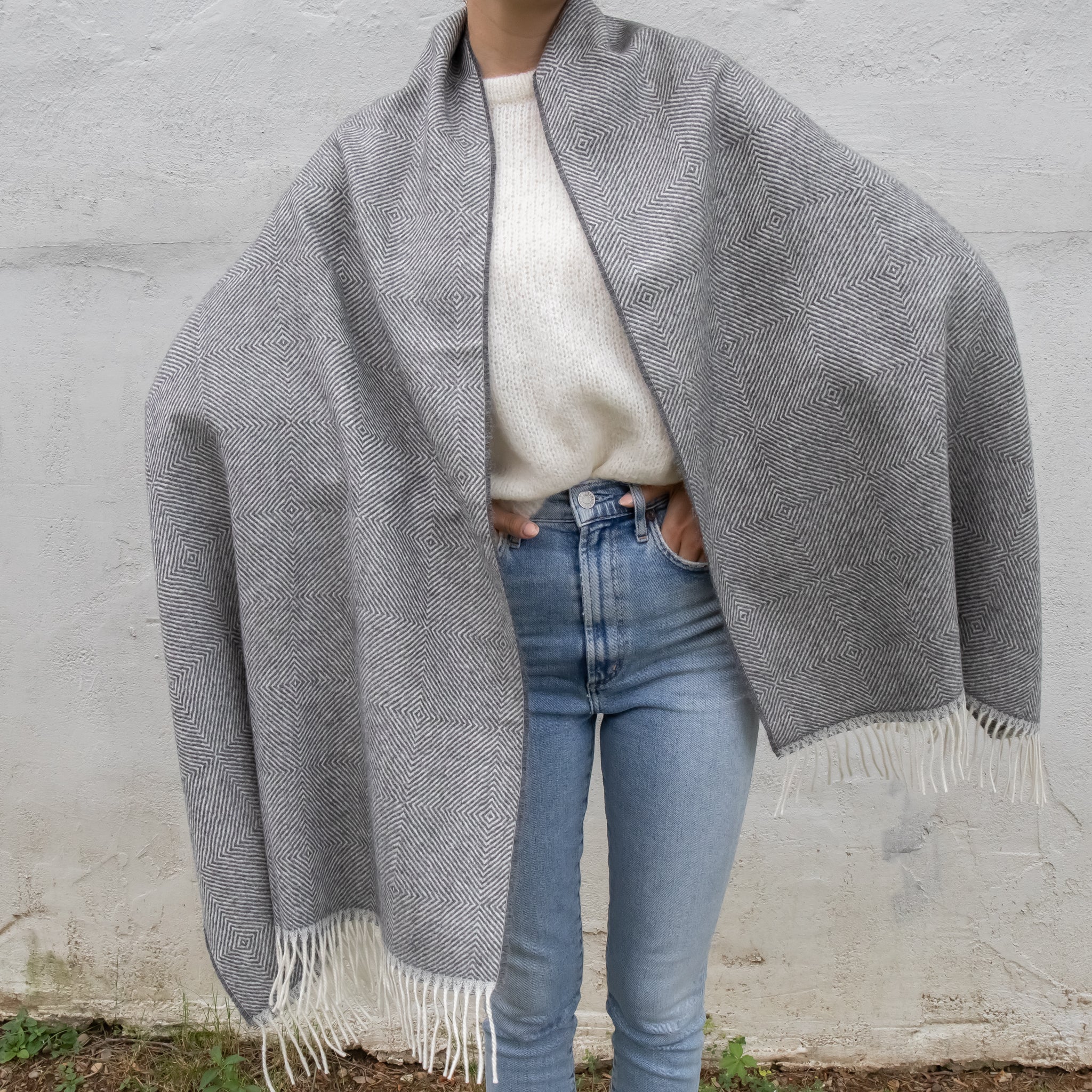 Diamond Pattern Baby Alpaca Shawl