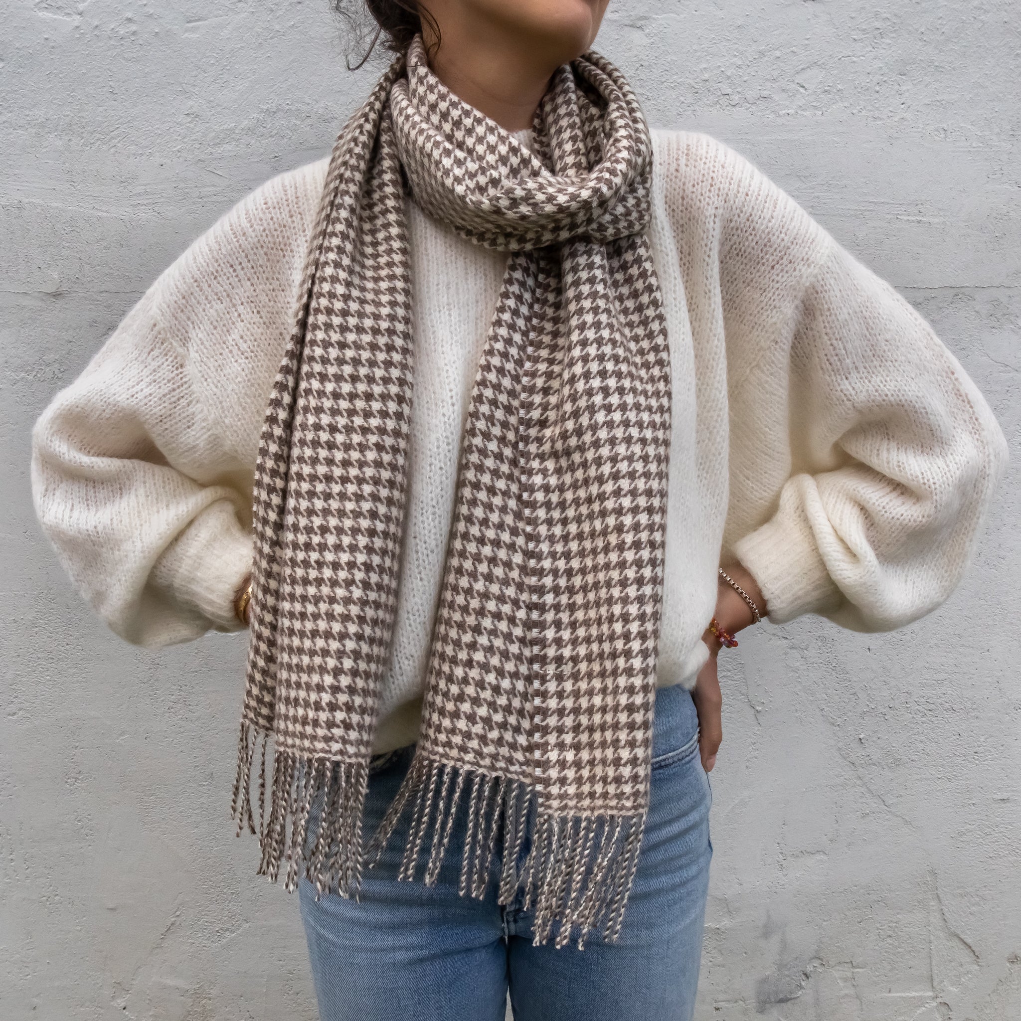 Houndstooth Baby Alpaca Scarf