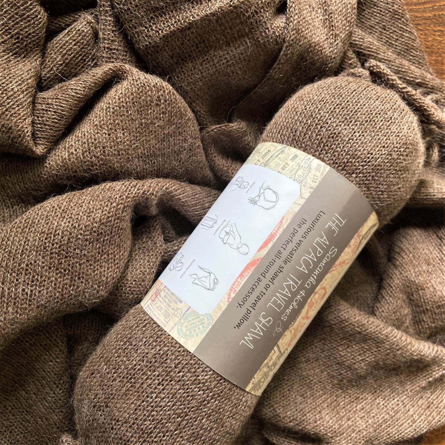 Samantha Holmes Alpaca Travel Shawl in Bag