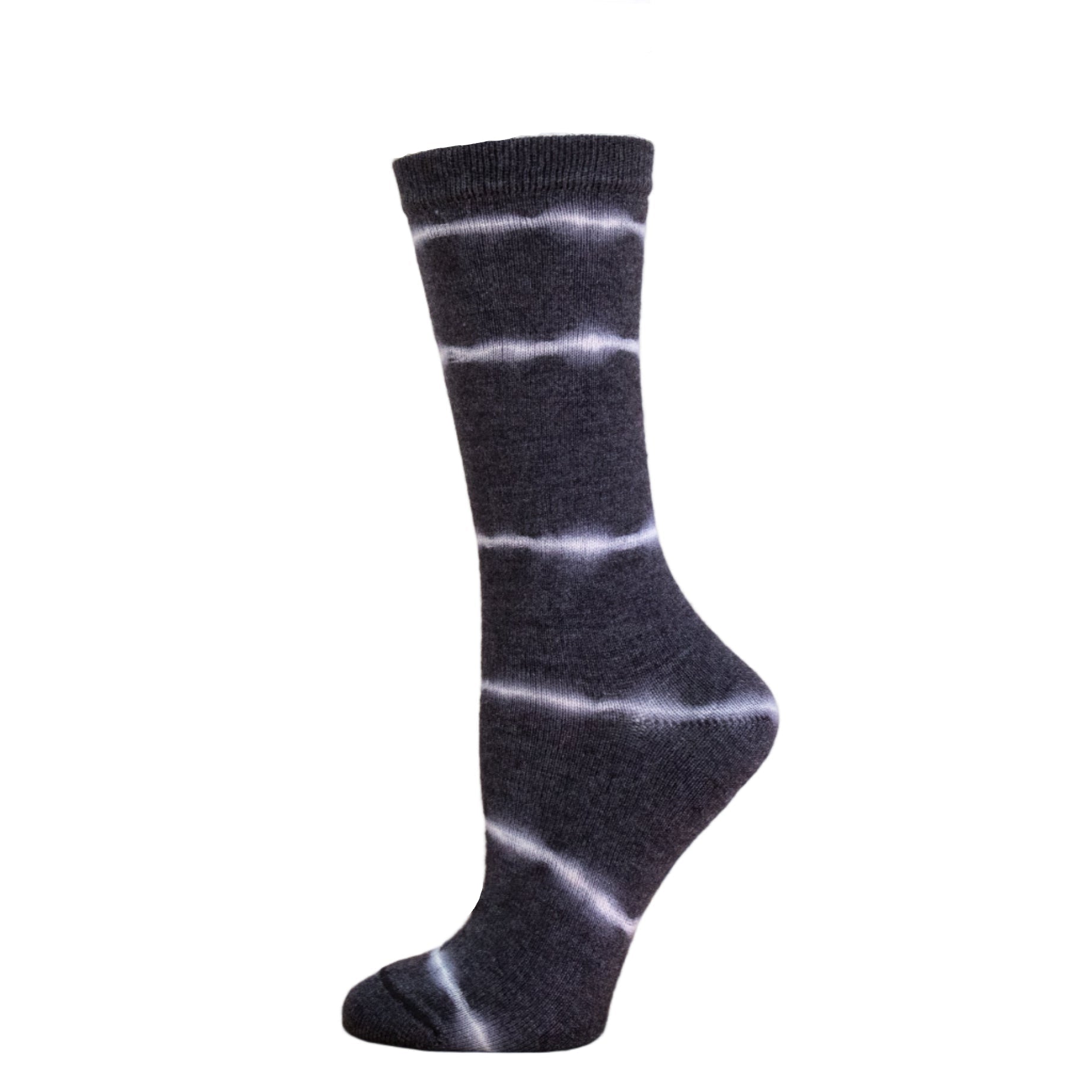 Black and white striped sock on a white background