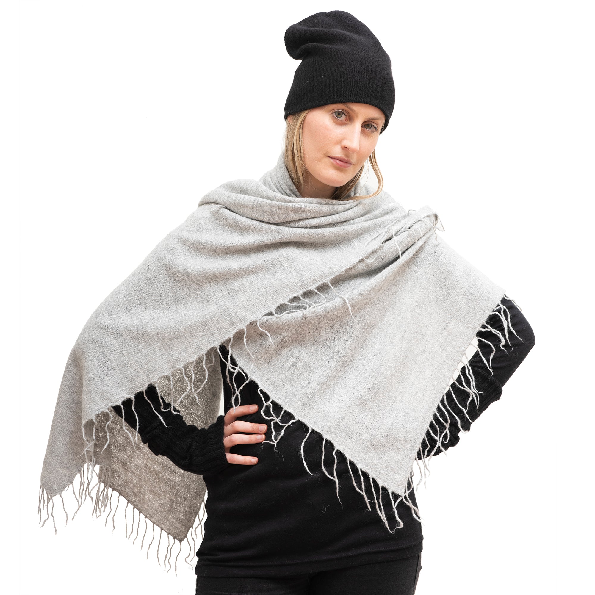 Full Fringe Alpaca and Silk Scarf