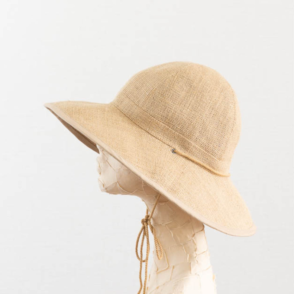 Tsuyumi Jute Large Brim Hat with Cotton String Natural/Beige / S