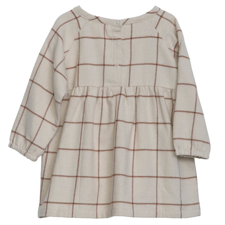 Serendipity Baby Brushed Dress - brown and tan checked dress with snaps on a neutral background