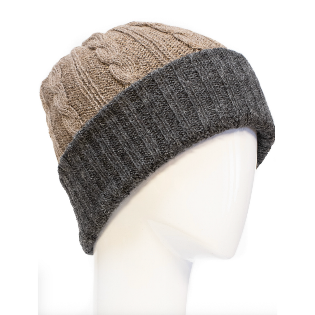 Reversible Cable Knit Alpaca Hat