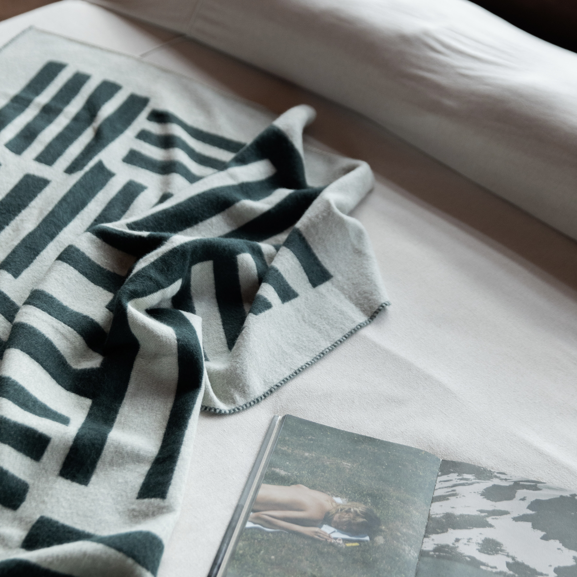 Rosin Reversible Alpaca Throw - Dark Forest/Bone