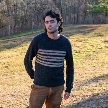 Fluff Overlook Striped Raglan Baby Alpaca Crewneck