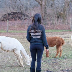 Fluff Women's Overlook Striped Raglan Baby Alpaca Crewneck