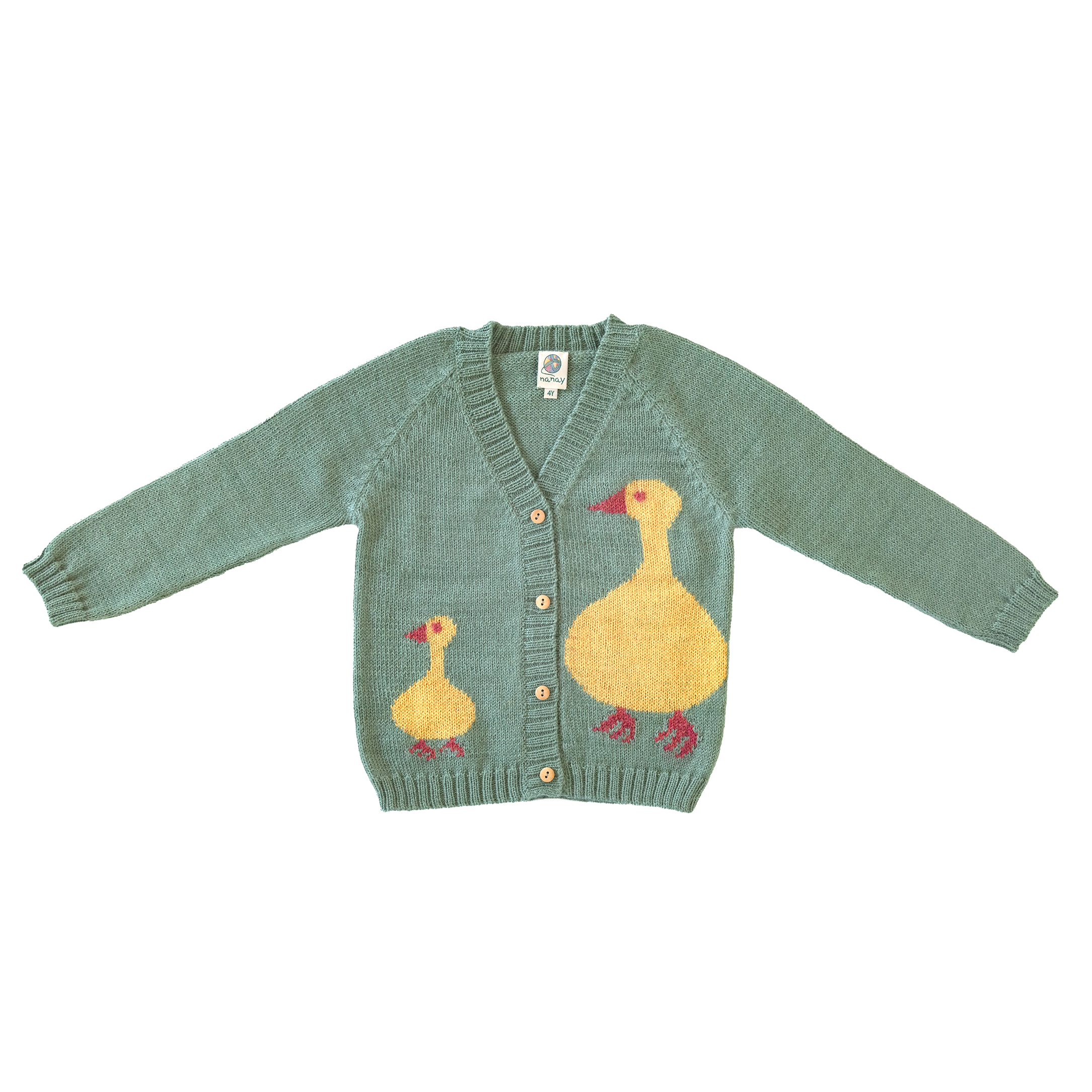 Nanay Ducks on Moss Alpaca Cardigan
