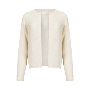 White Alpaca cardigan long sleeve front view