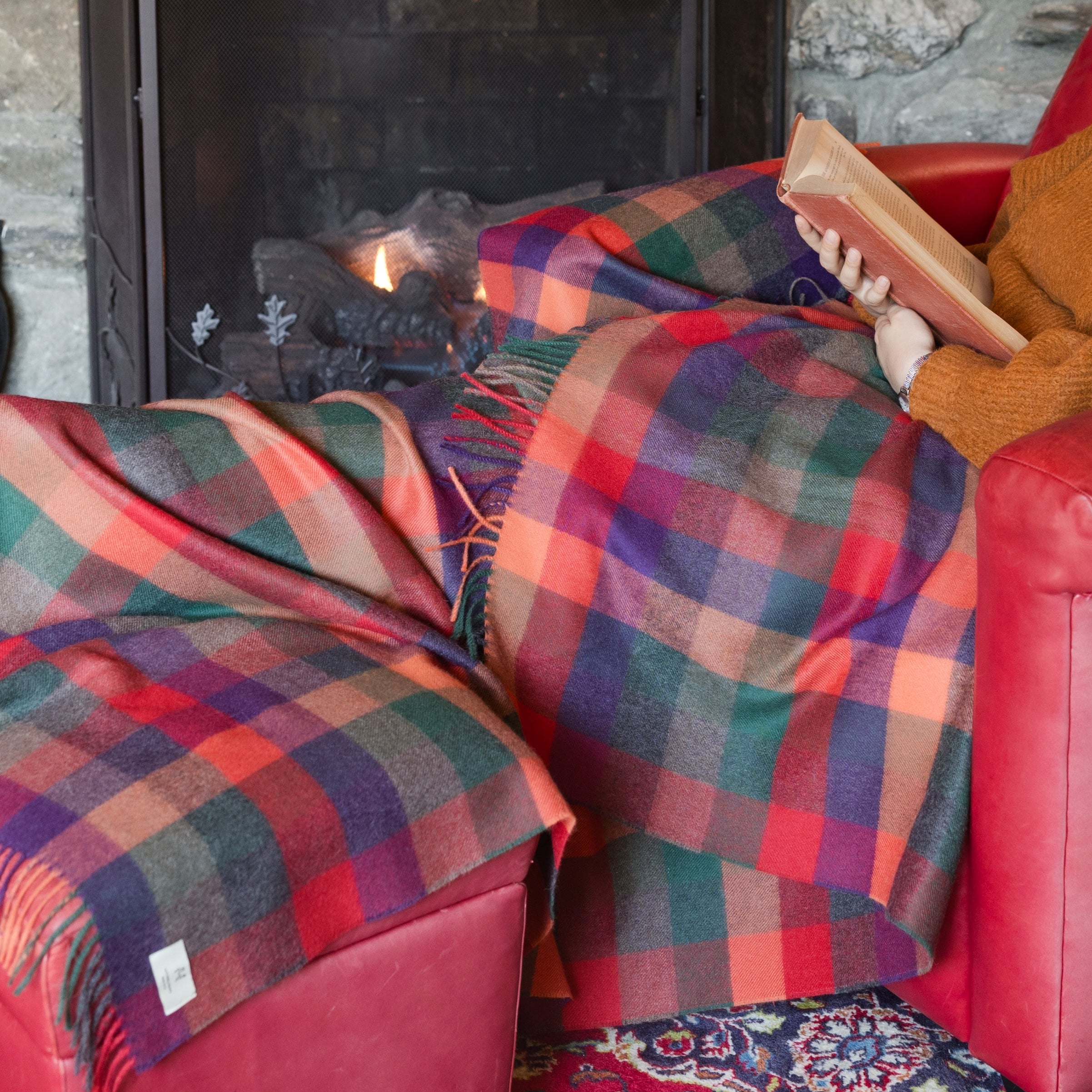 Fluff Plaid Baby Alpaca Throw Blanket