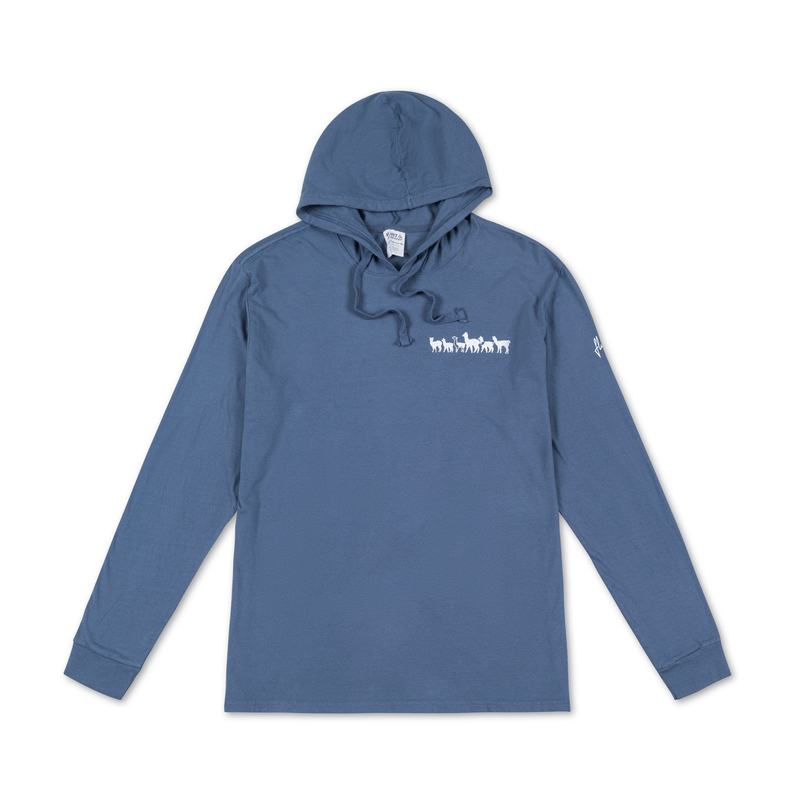 Fluff Alpaca Parade Hooded Long-Sleeved Cotton Tee