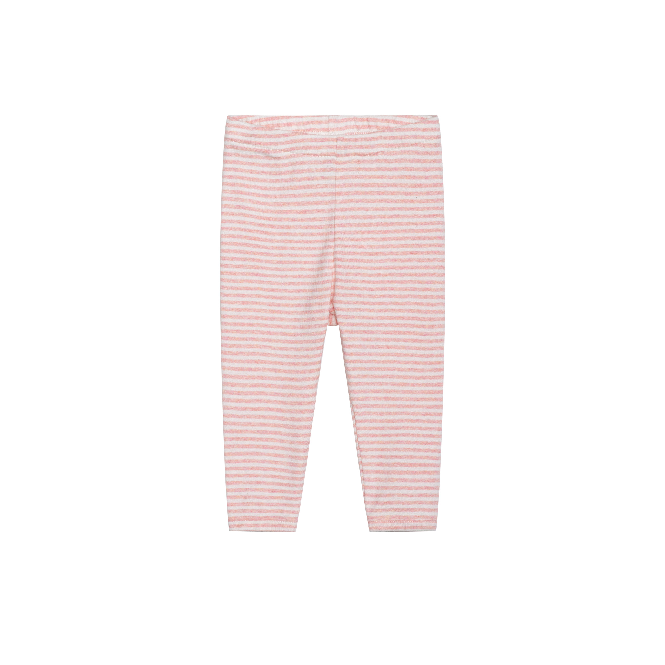 Pink and white striped leggings on a white background