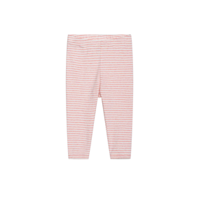 Pink and white striped leggings on a white background