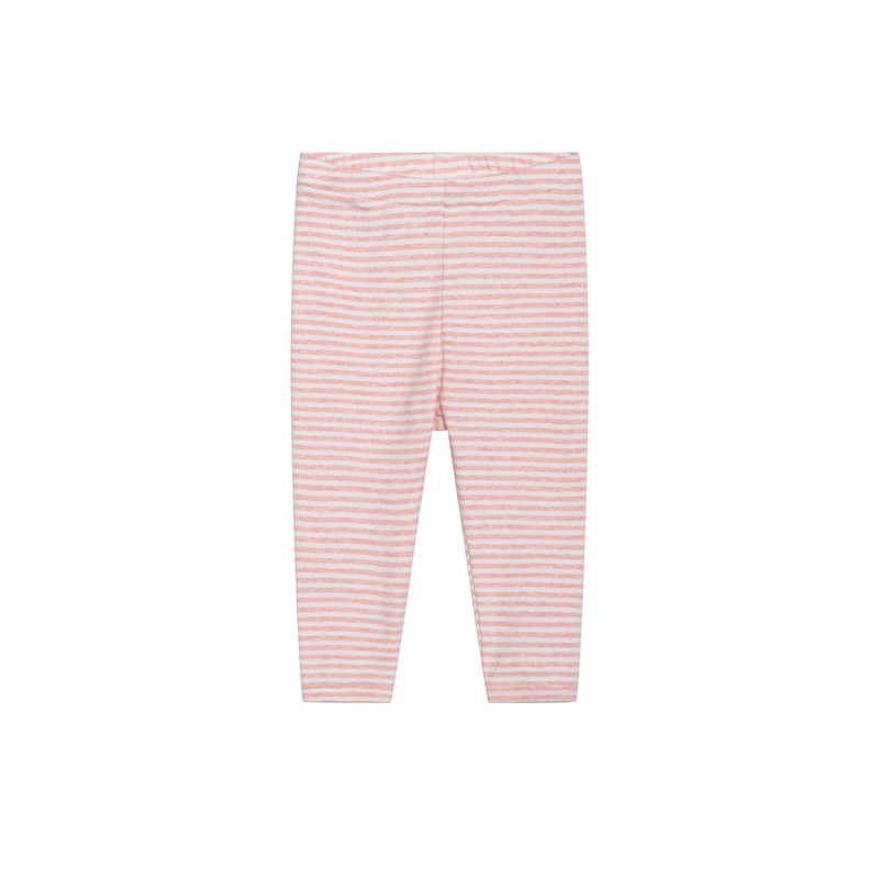 Pink and white striped leggings on a white background