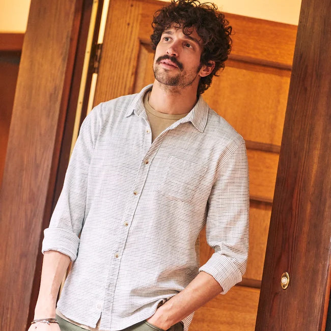 Marine Layer Long Sleeve Classic Stretch Selvage Shirt