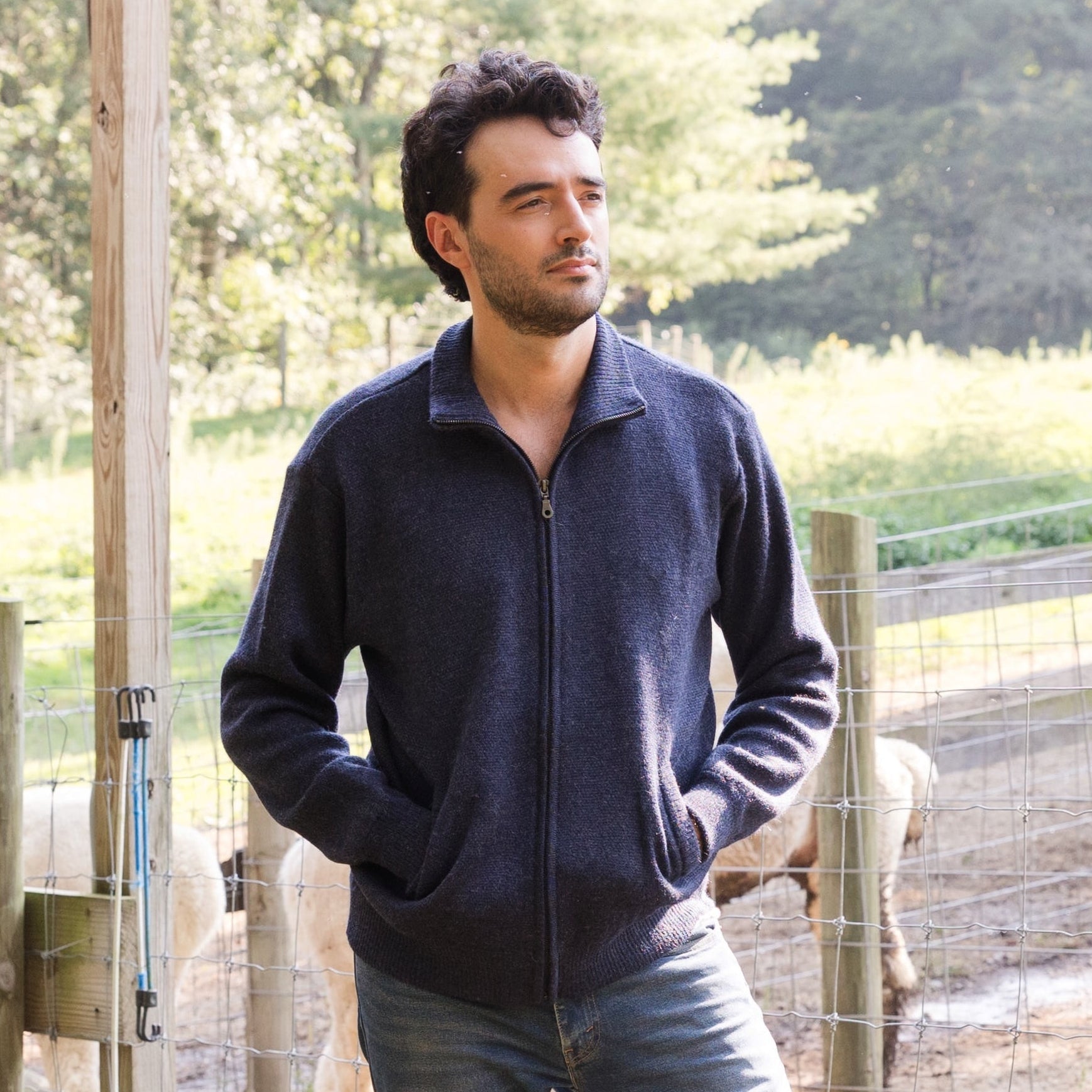 Men's Heavyweight Full-Zip 100% Baby Alpaca Wool Jacket