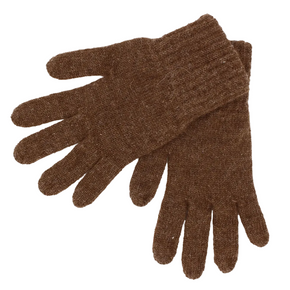 Pair of brown gloves on a white background